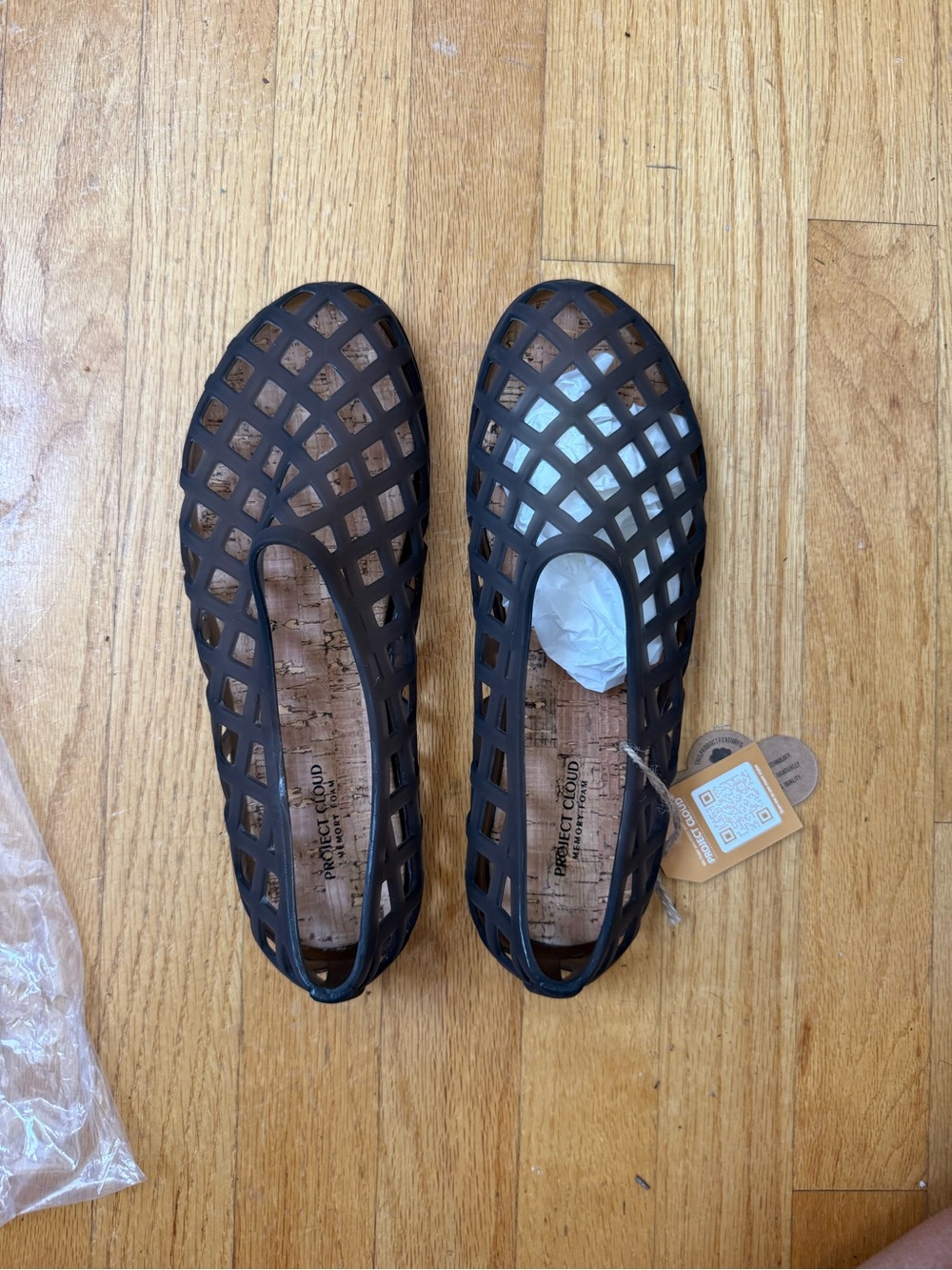 Women's Black Lattice Slip-On Ballet Flats